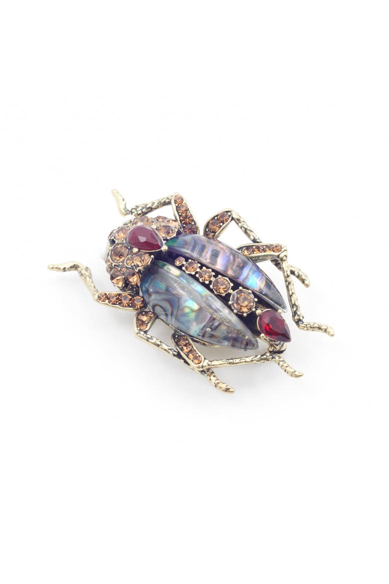 Bejewelled Beetle Statement Brooch, Alternate, color, Beetle