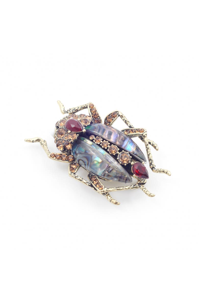 Bill Skinner Studio Bejewelled Beetle Statement Brooch, Alternate, color, 