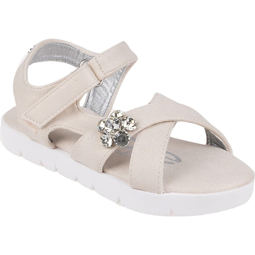 Bebe Little Girls Sporty With Flower Gem Accent Sandals In Tan