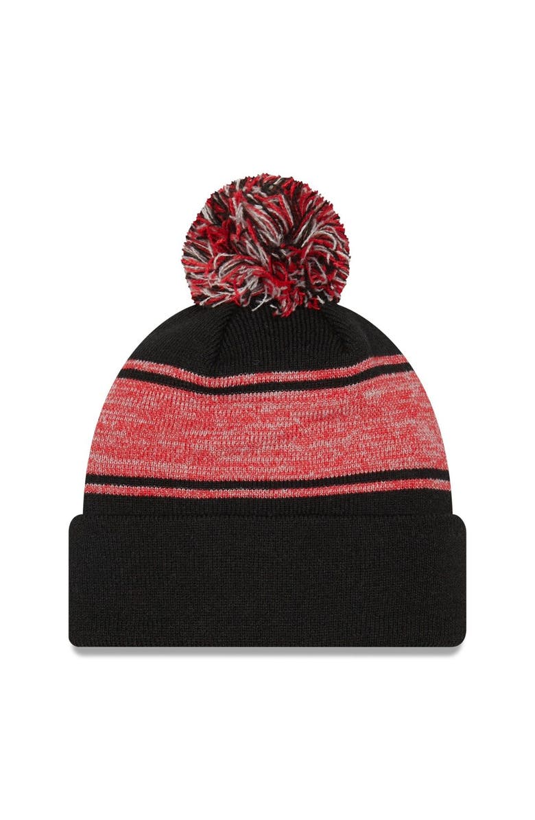 New Era Men's New Era Black Toronto Raptors Chilled Cuffed Knit Hat with Pom, Alternate, color, Black