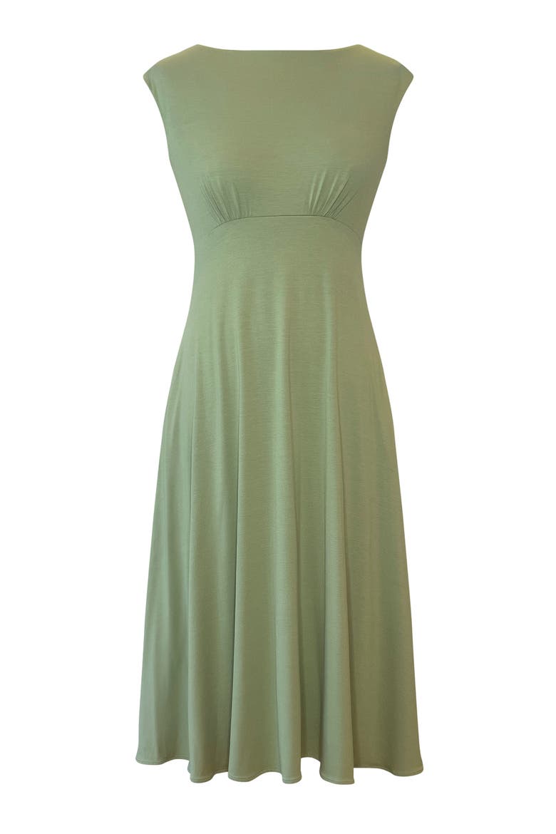 Luna Boat Neck Floral Midi Dress, Alternate, color, Pistachio