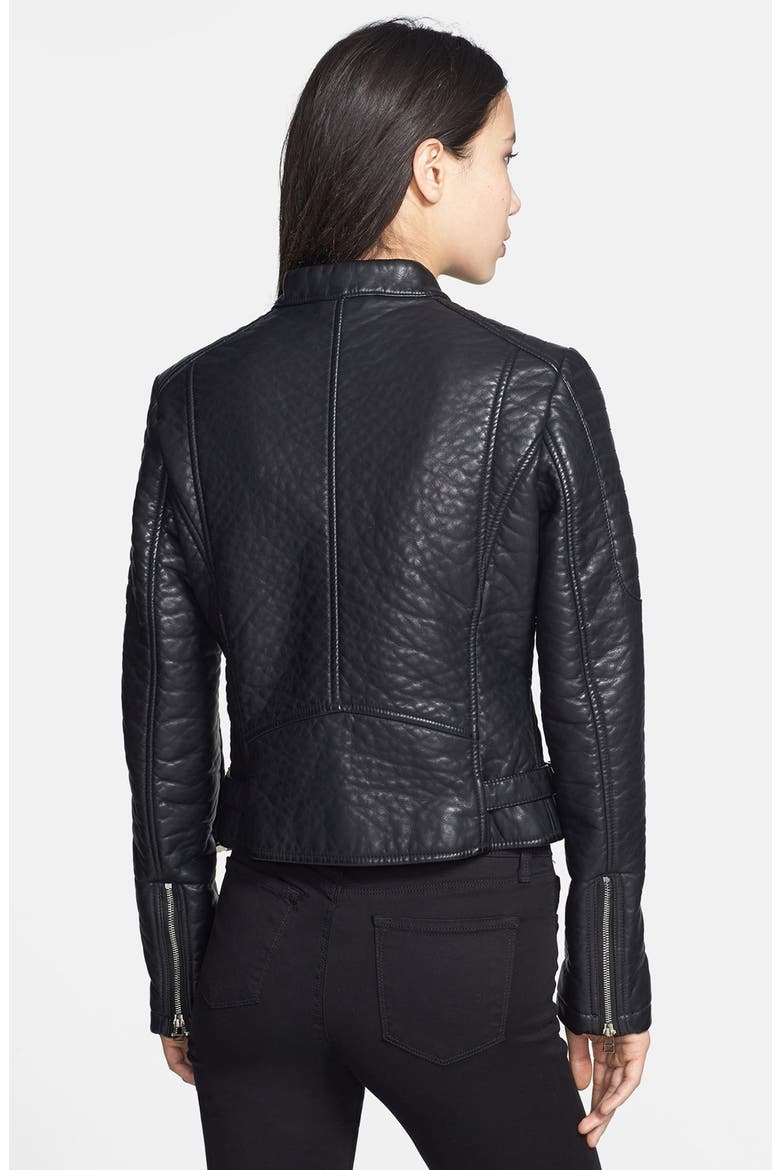 Turtle Embossed Faux Leather Jacket, Alternate, color, BLACK