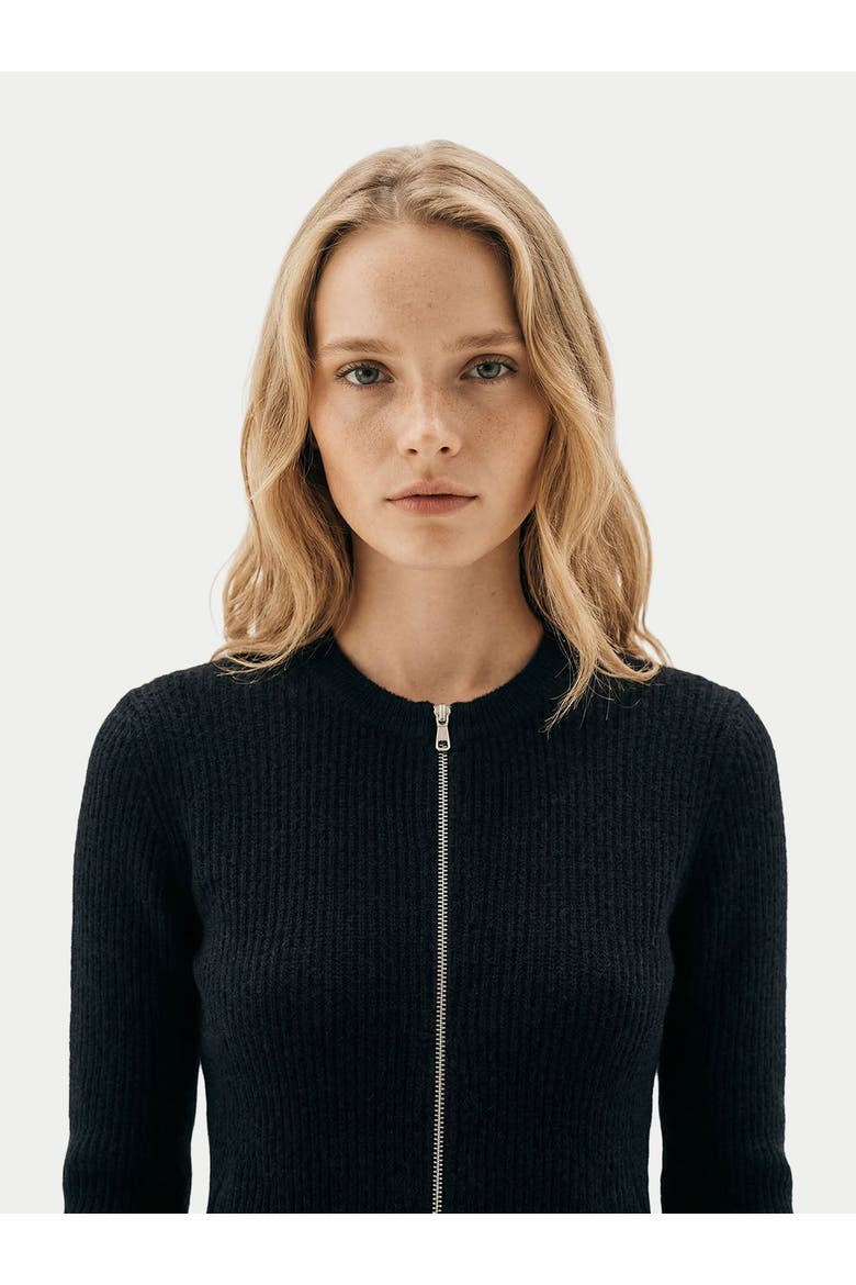 Cashmere Two-Way Zip Cardigan, Alternate, color, black