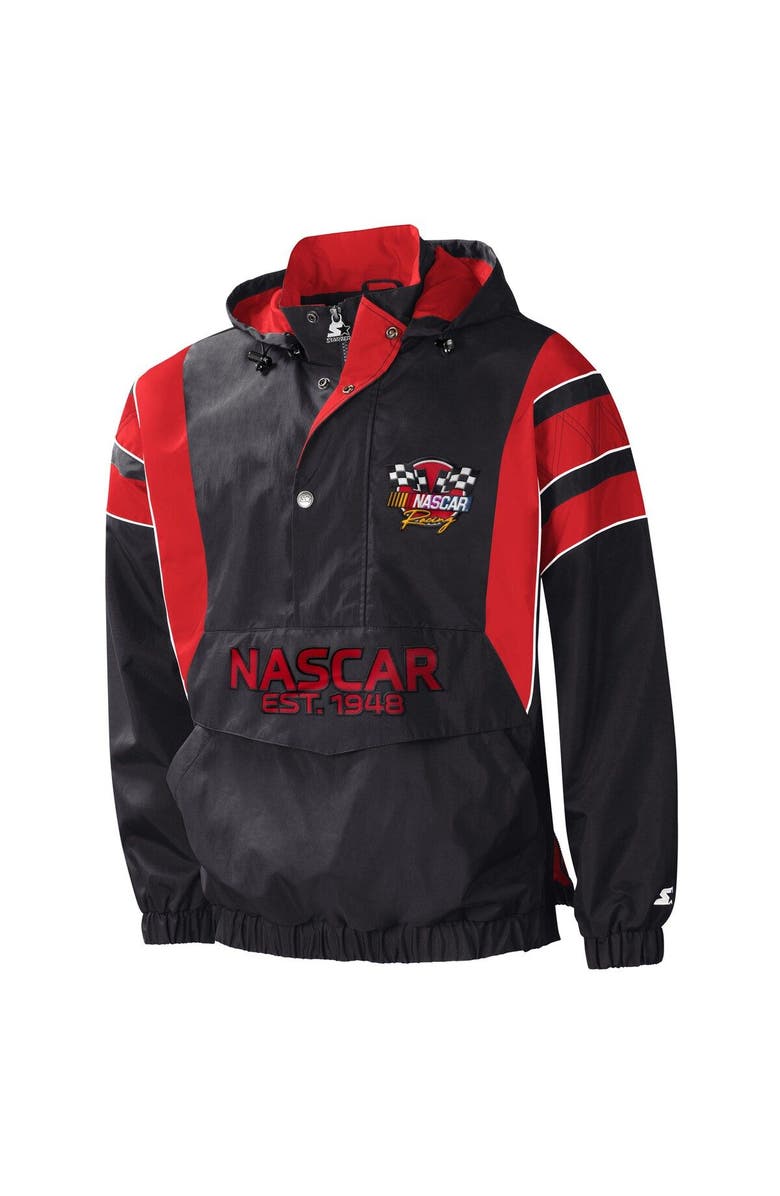STARTER Men's Starter Black/Red NASCAR Impact Half-Snap Pullover Jacket, Alternate, color, 