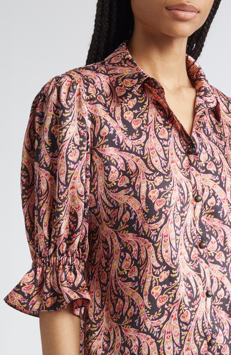 Cinq à Sept Fiona Charming Paisley Button-Up Shirt, Alternate, color, Obsidian Multi