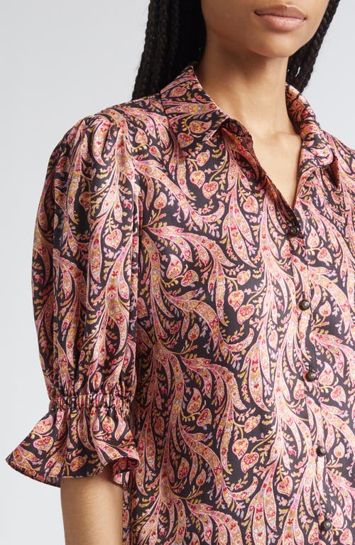 Cinq À Sept Fiona Charming Paisley Button-up Shirt In Brown