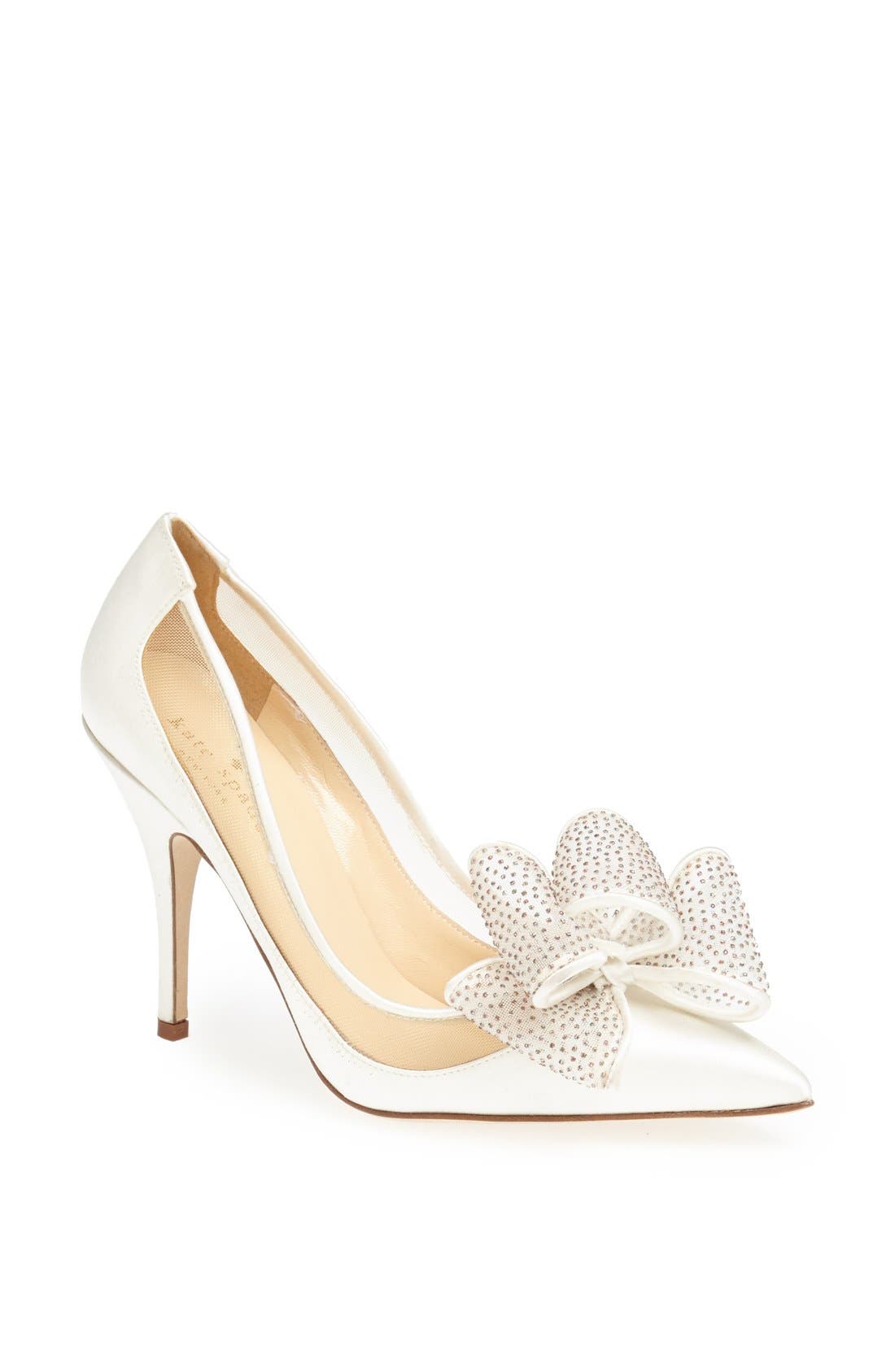 'lovely' pointy toe pump, Main, color, IVORY SATIN