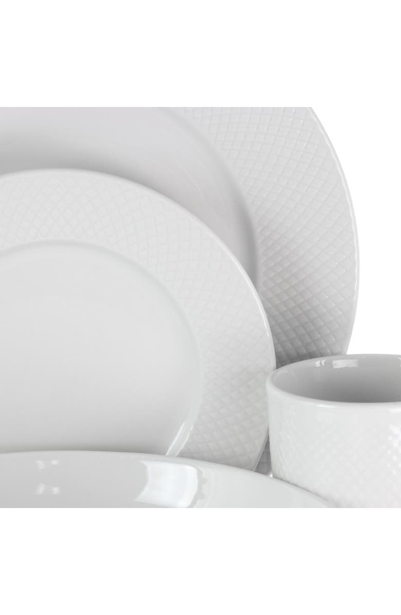 Elama Maisy 18 Piece Round Porcelain Dinnerware Set, Alternate, color, White