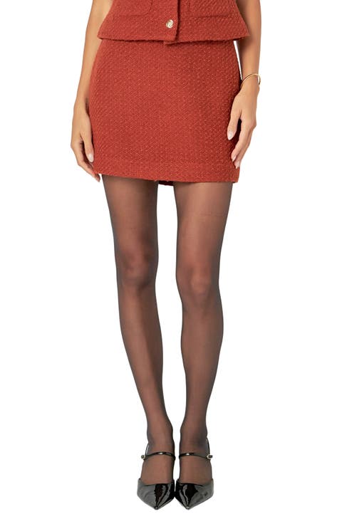 【THE MOZZ】[Premium] Jenner Tweed Skirt Ethnic Trim Tweed Skirt by Maje at THE MILE