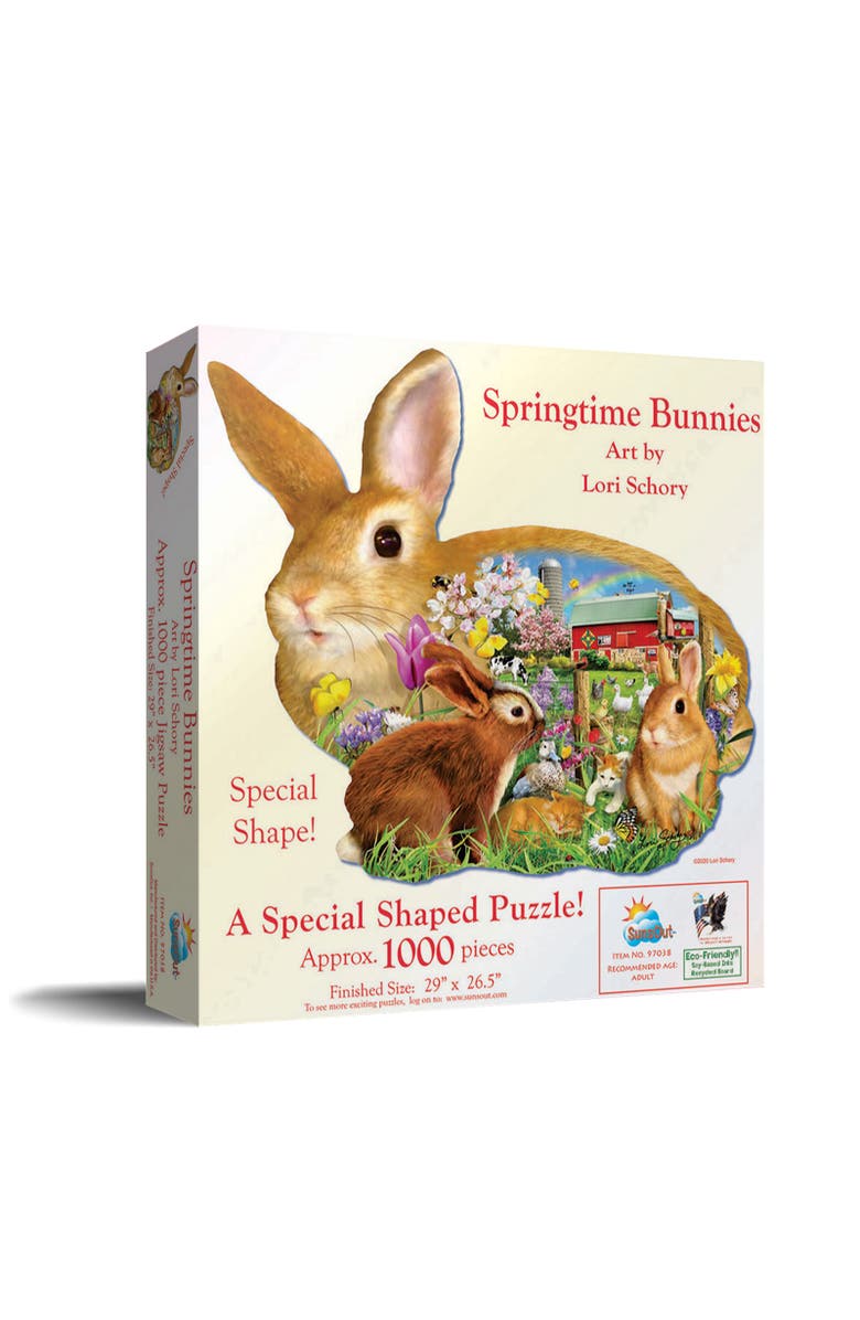 Sunsout Springtime Bunnies 1000 piece Jigsaw Puzzle for Adults Special Shape, Main, color, Multicolor