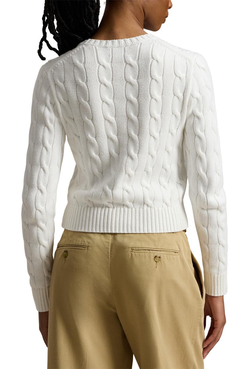 Polo Ralph Lauren Flag Intarsia Cable Stitch Crewneck Sweater, Alternate, color, Ceramic White