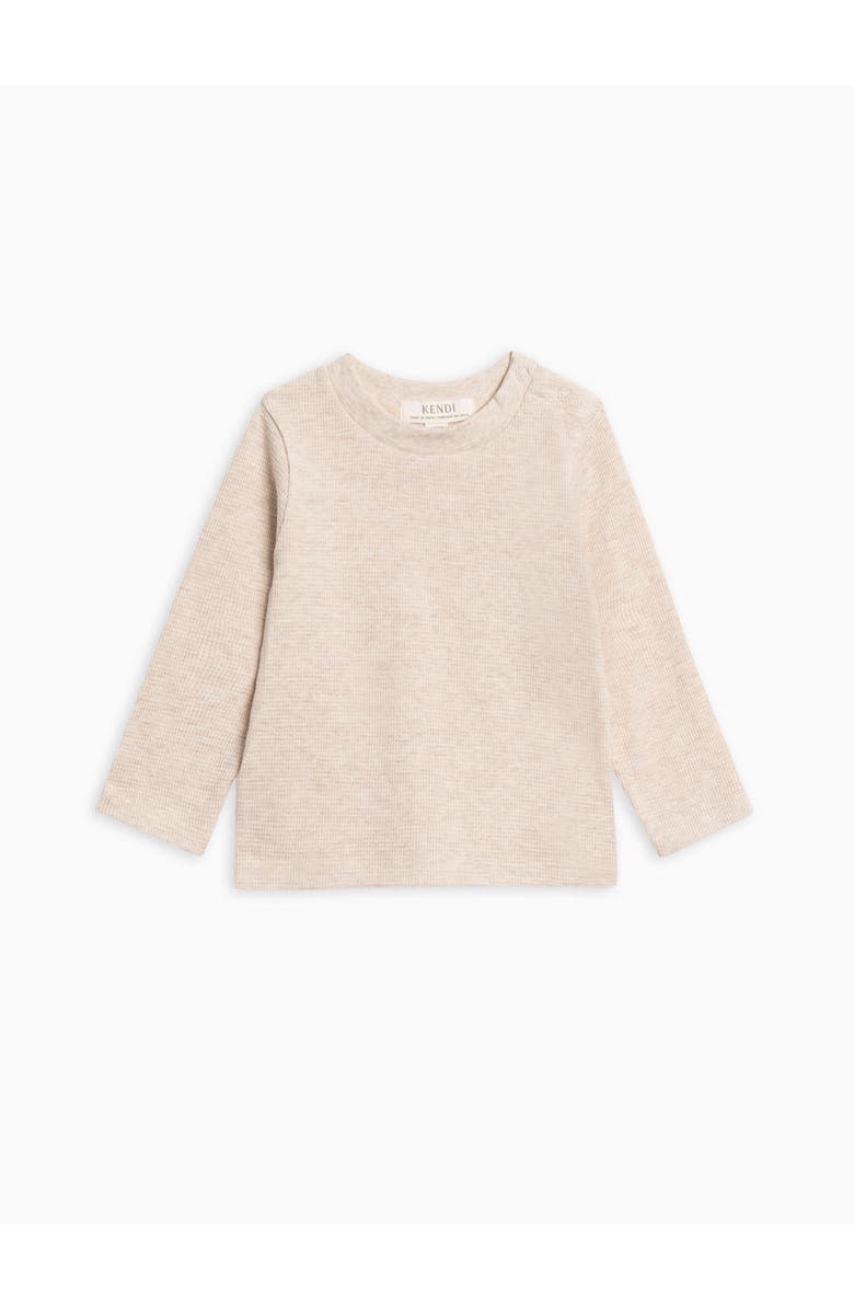 Kendi Mesa Waffle Knit Long Sleeve Top, Alternate, color, Heather Oat