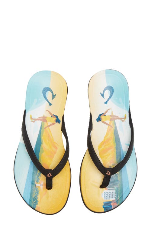 Olukai Ho'opio Pae Water Resistant Flip Flop In Black/pae