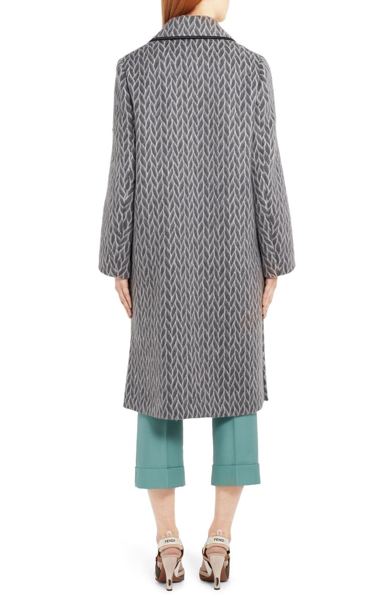 Fendi Double Breasted Wool & Alpaca Blend Coat with Genuine Fox Fur Pockets, Alternate, color,