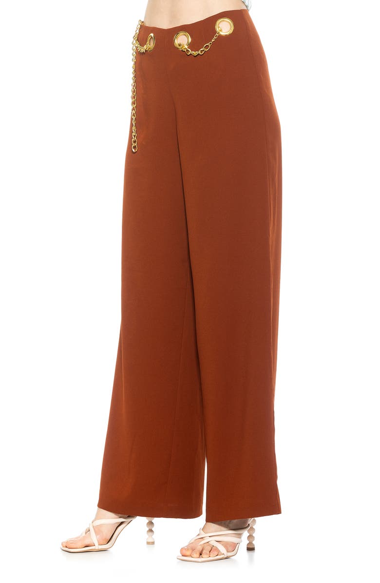 Alexia Admor Cassie Grommet High Waist Wide Leg Pants, Alternate, color, Brown