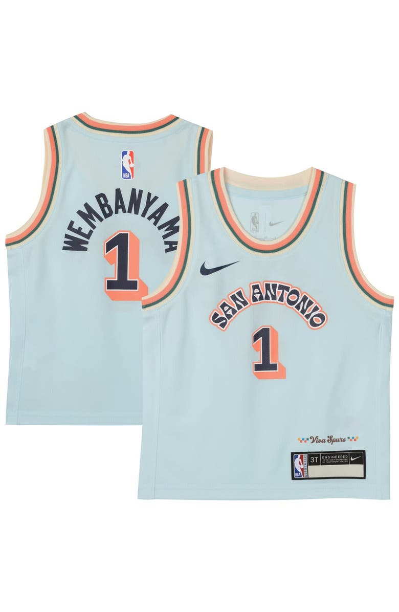 Nike Preschool Nike Victor Wembanyama Light Blue San Antonio Spurs 2024/25 Swingman Player Jersey - City Edition, Main, color,