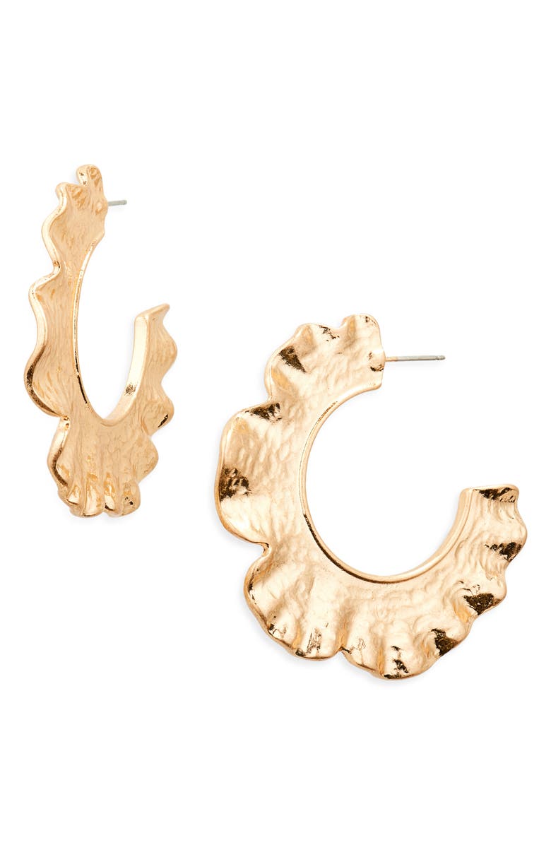 AREA STARS Ruffle Hoop Earrings, Main, color, 