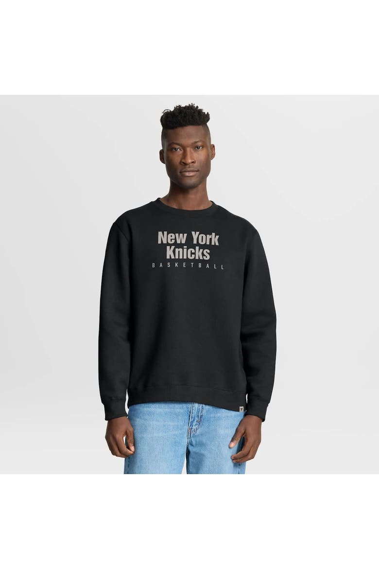 Men's Fanatics Black New York Knicks Crossover Collection Defensive Rotation Drill Premium Pullover Sweatshirt, Alternate, color, Black
