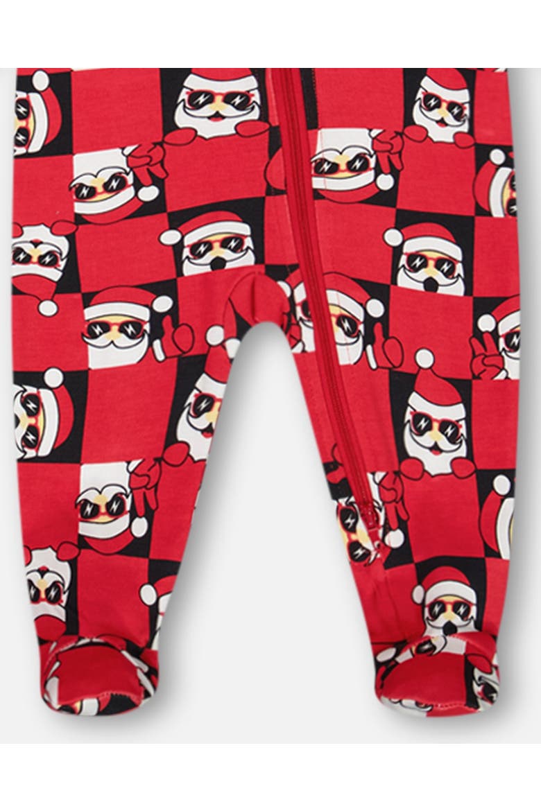 Baby Boy's Organic Cotton One Piece Pajama Red Printed Santa, Alternate, color, Printed Santa Claus