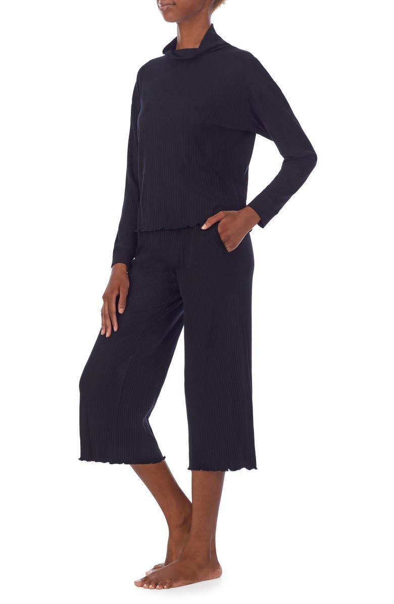 Refinery29 Rib Mock Neck Crop Pajamas, Alternate, color,
