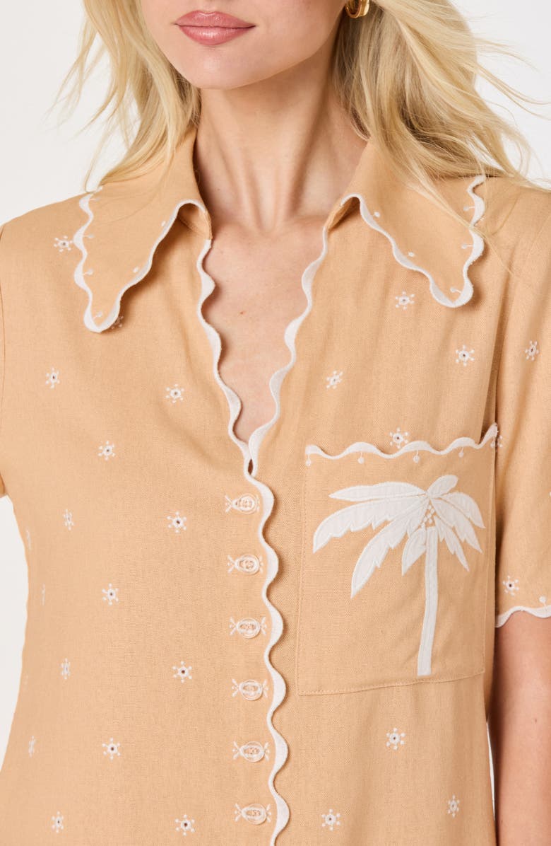 ASTR the Label Noelle Scallop Trim Shirtdress, Alternate, color, Peach