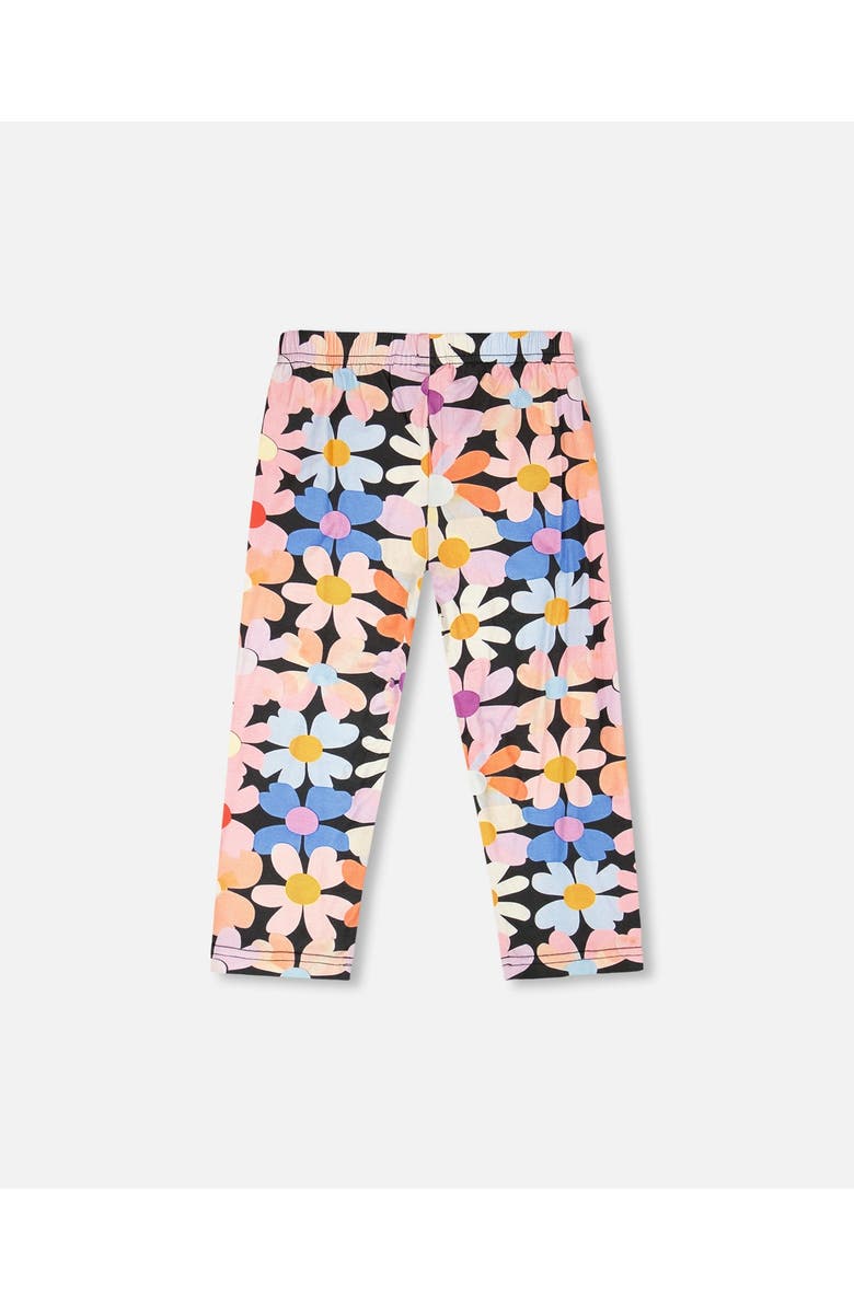Deux par Deux Viscose Slim Fit Flowers Leggings, Alternate, color, Black Floral Print