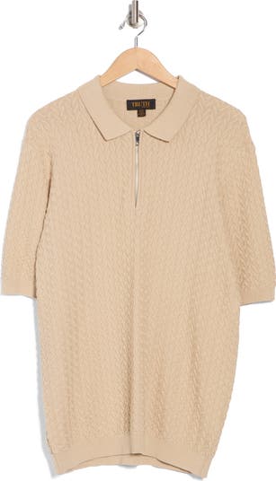 Textured Quarter Zip Polo