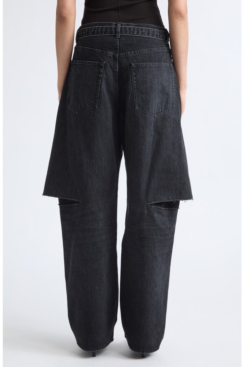 Sliced Belted Denim Jeans, Alternate, color, BLACK