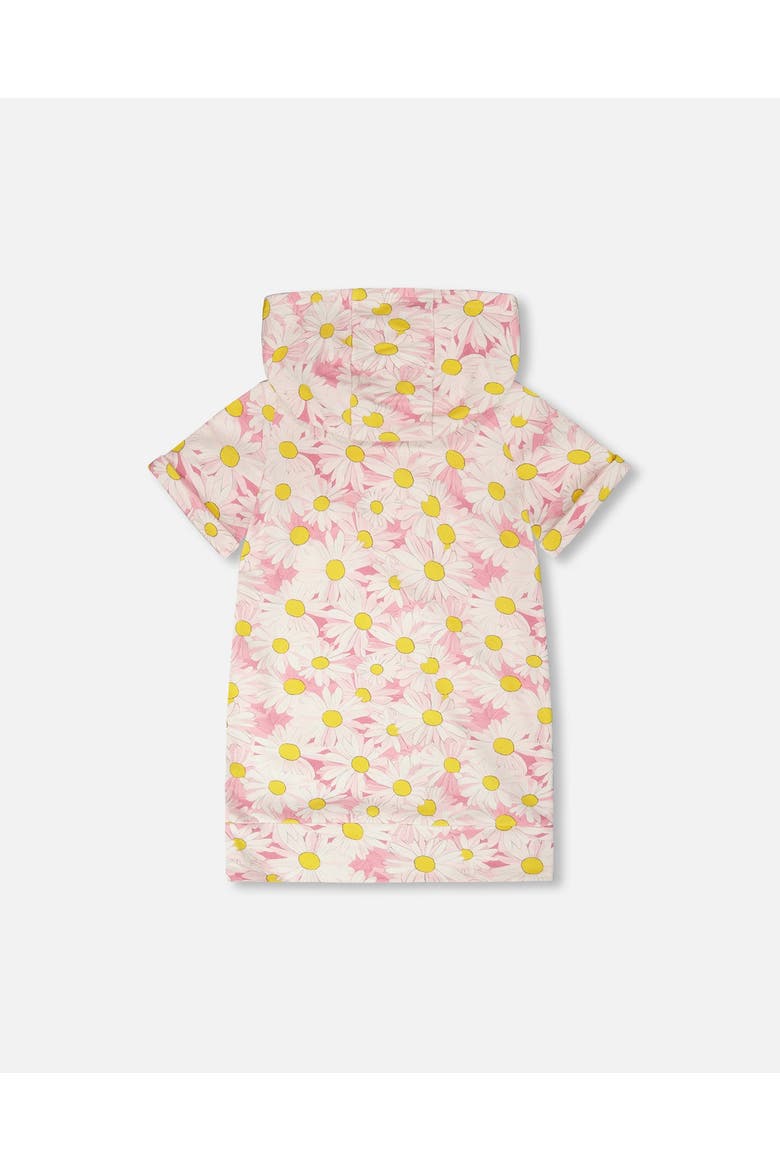 Short Sleeve French Terry Hooded Daisies Dress, Alternate, color, Pink Printed Daisies