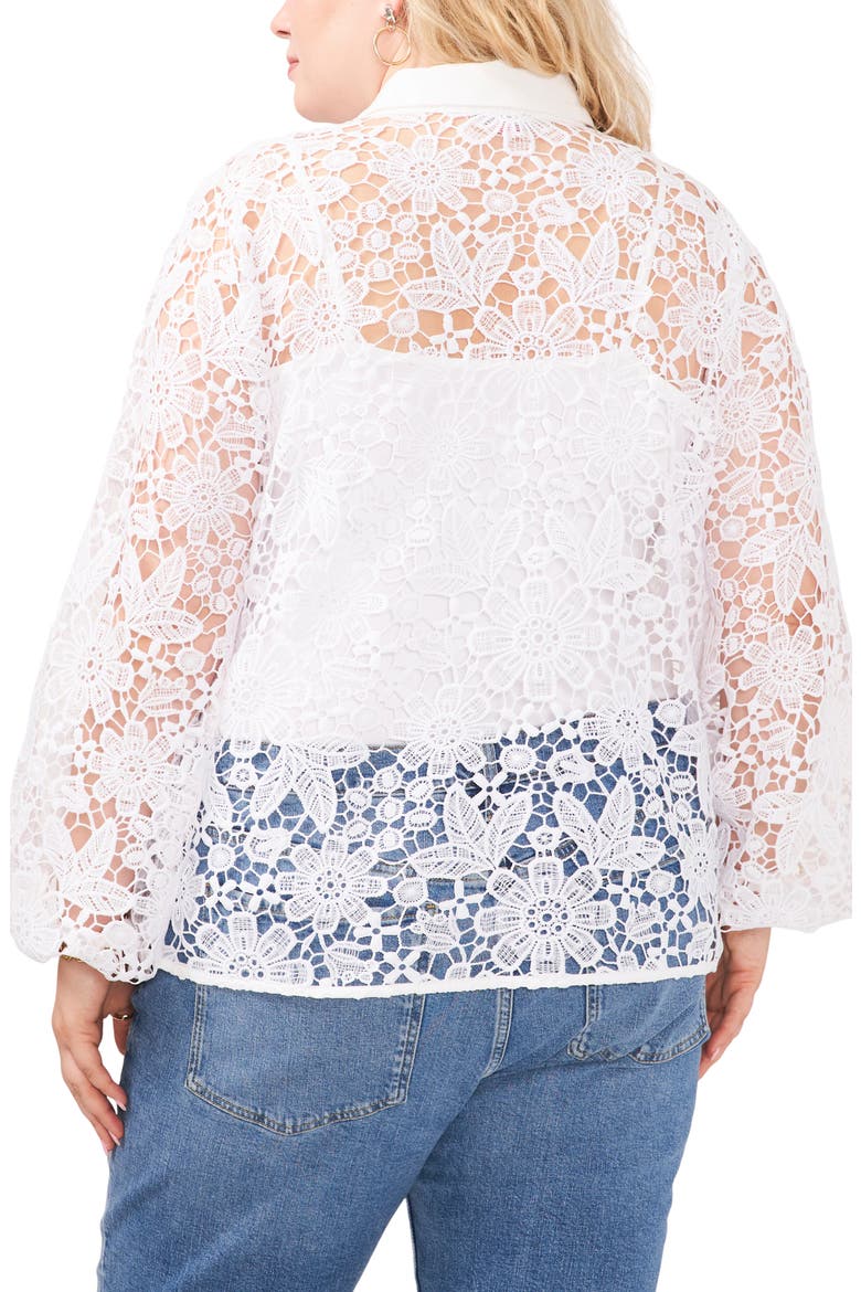 Eyelet Balloon Sleeve Button-Up Blouse, Alternate, color, ULTRA WHITE