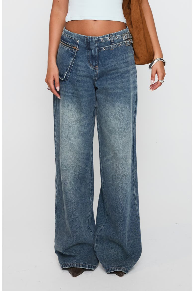 Platrow Wide Leg Cargo Jeans, Main, color, MID BLUE WASH