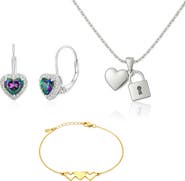 Donatello Gian Earrings Necklace and Bracelet Heart Jewelry Set