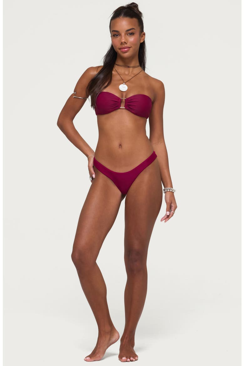 Silvey Bandeau Bikini Top, Alternate, color, BURGUNDY