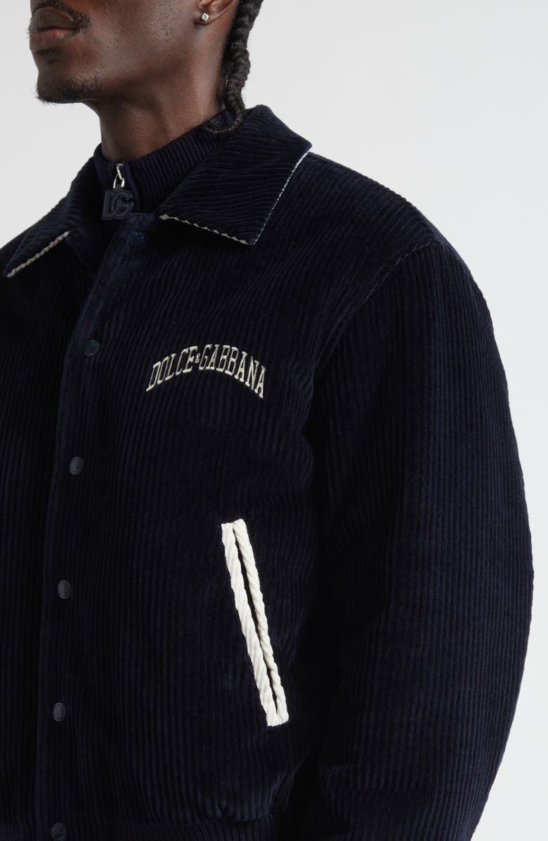 Dolce&Gabbana Padded Corduory Varsity Jacket, Alternate, color, B0665 Blu Scurissimo 1