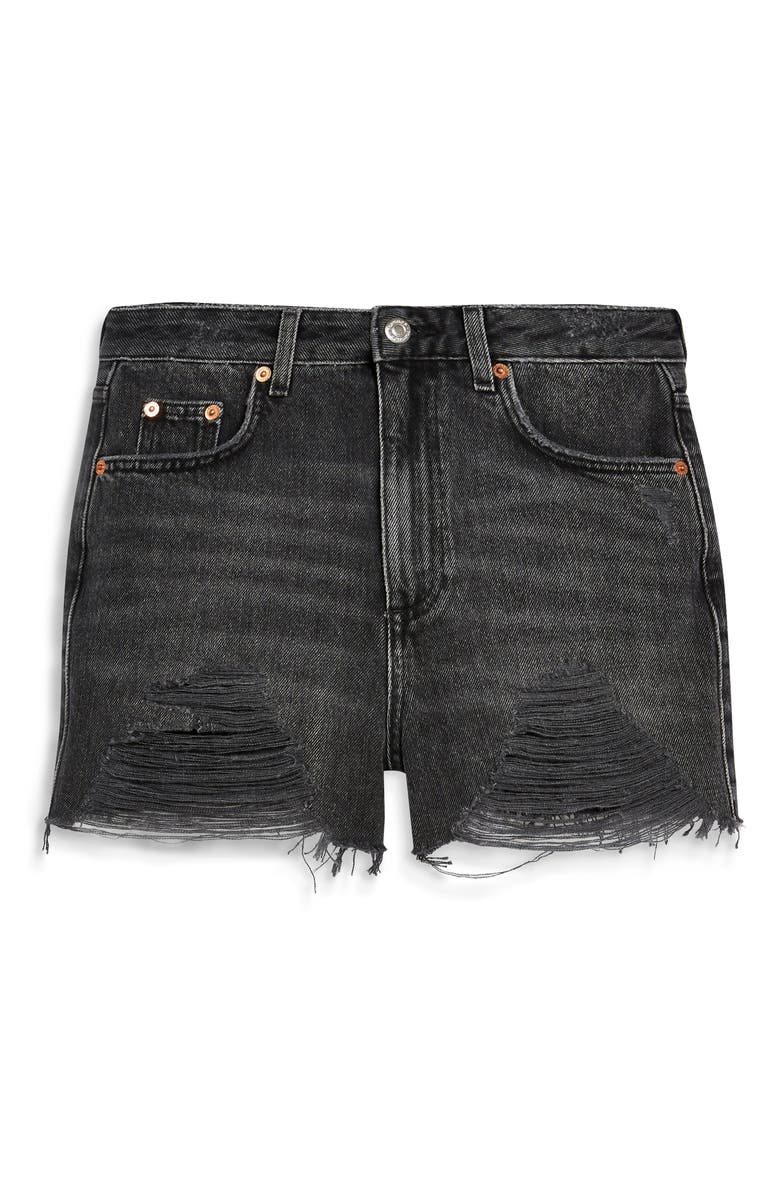 Topshop Ripped Mom Denim Shorts, Alternate, color, 