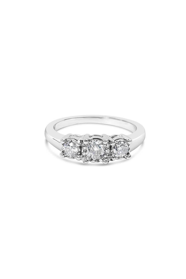 14K White Gold 1/2 Cttw Diamond Three Stone Illusion Plate Ring, Main, color, White