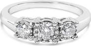 Haus of Brilliance 14K White Gold 1/2 Cttw Diamond Three Stone Illusion Plate Ring