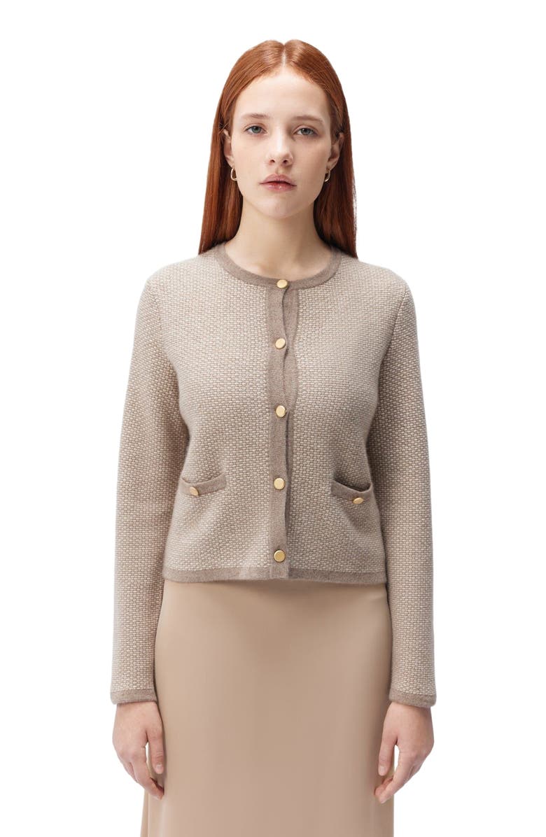 GOBI Mongolian Cashmere Cashmere Jacquard Cardigan, Alternate, color, 