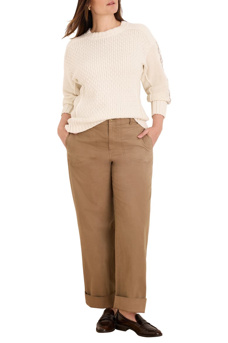 Crisscross Cotton Sweater, Alternate, color, COCONUT