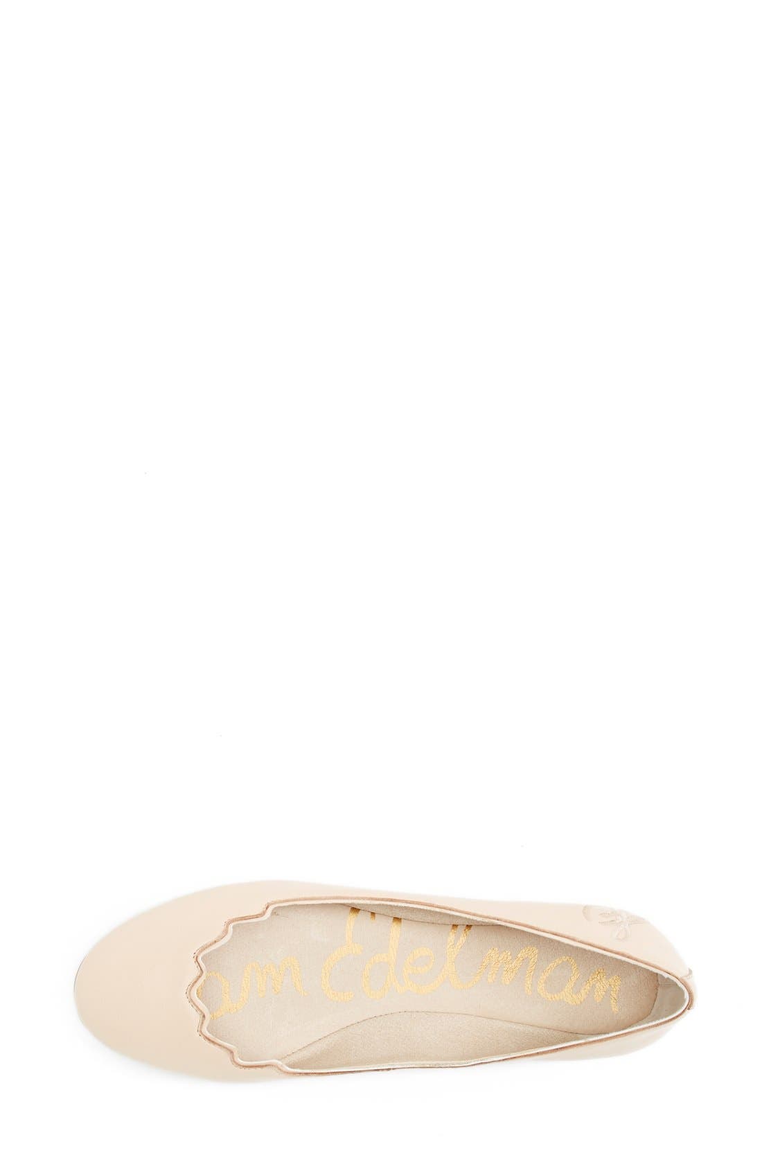 'Alaine' Scalloped Topline Flat, Alternate, color, SOFT NUDE LEATHER