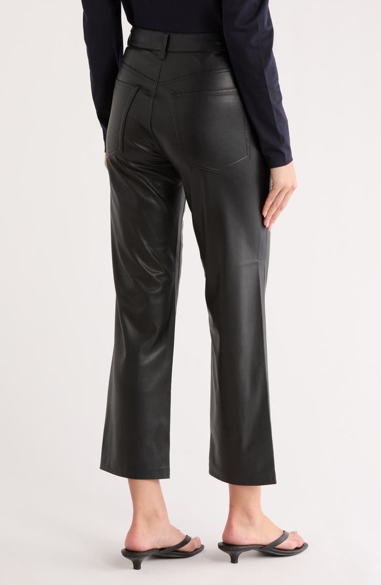AG High Waist Crop Straight Leg Faux Leather Pants, Alternate, color, True Black