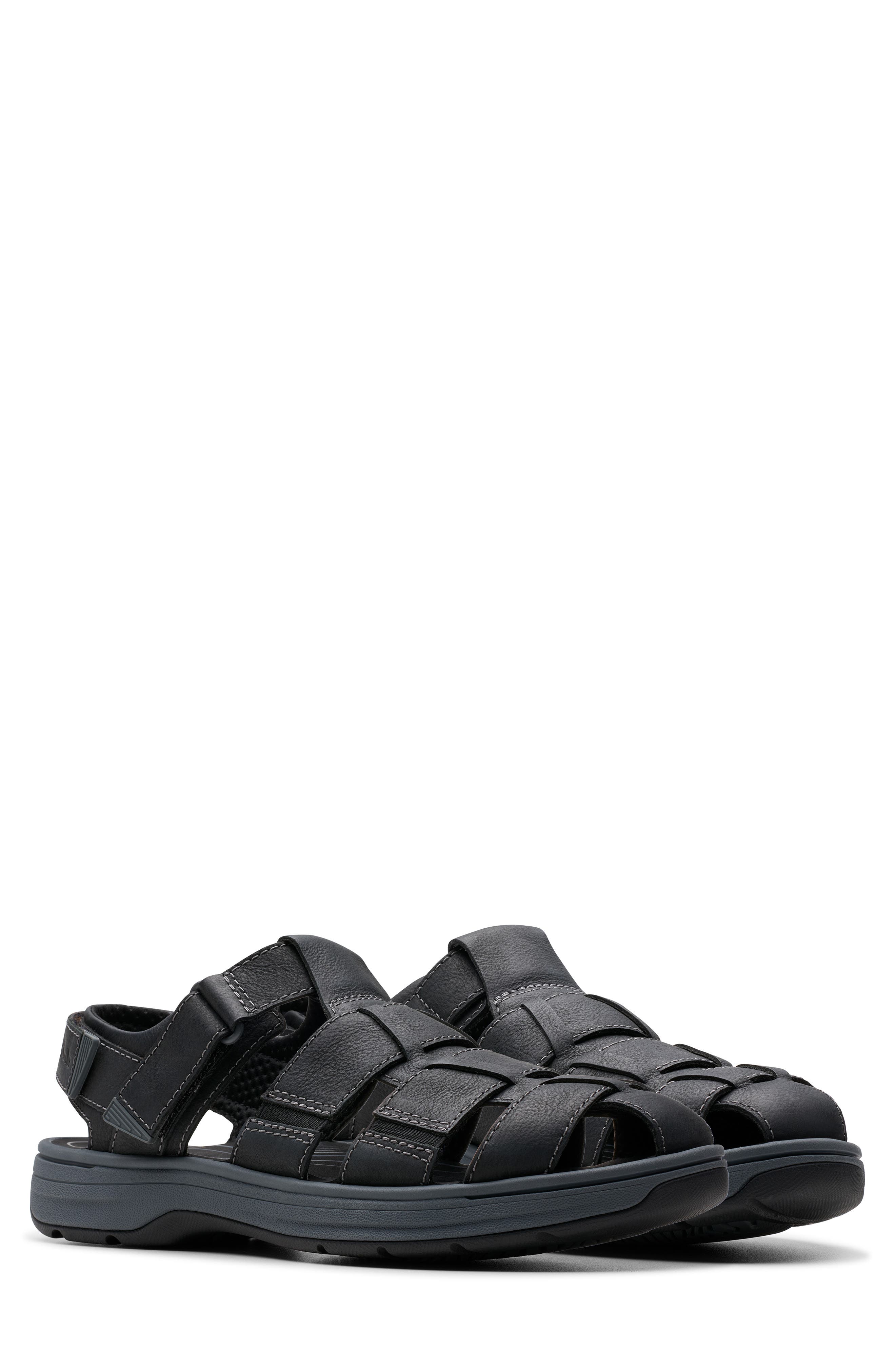 Clarks<sup>®</sup> Saltway Cove Fisherman Sandal, Alternate, color, Black Leather