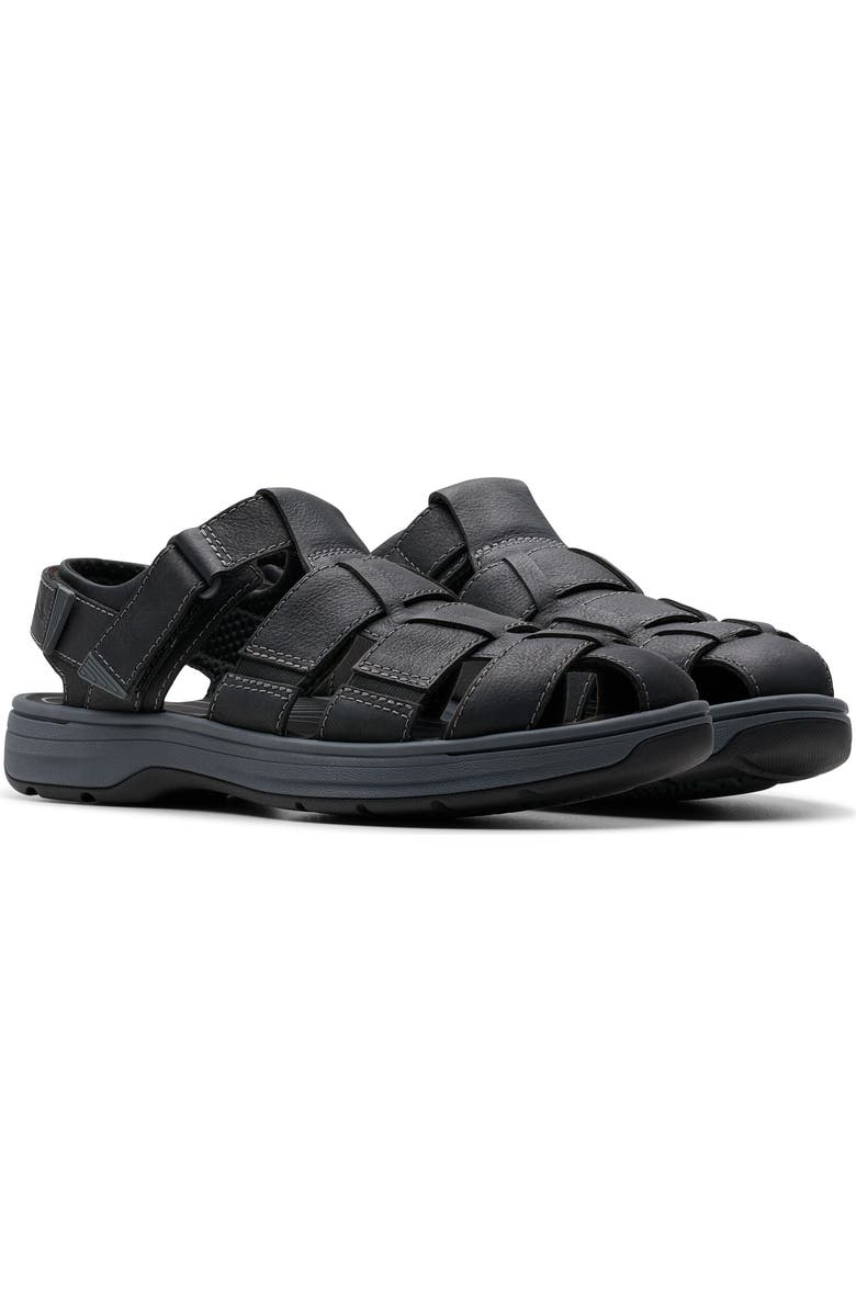 Clarks<sup>®</sup> Saltway Cove Fisherman Sandal, Alternate, color, Black Leather