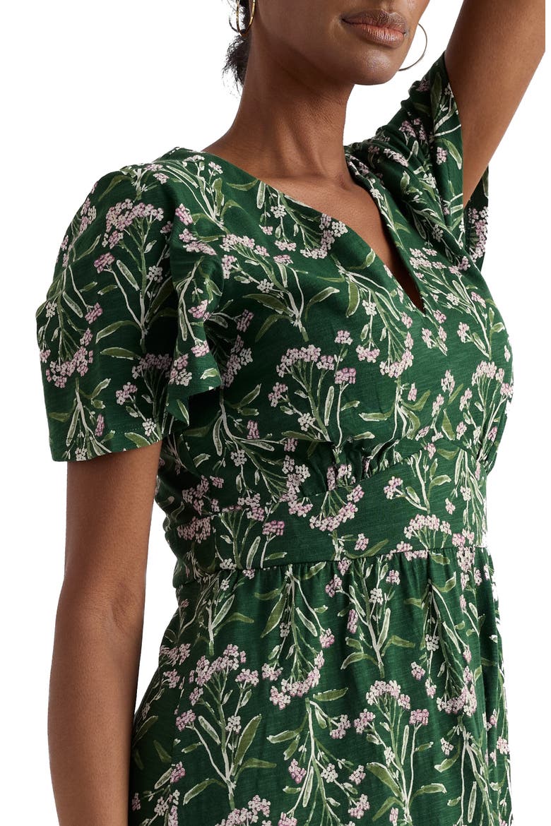 Chateaux Floral Organic Cotton Midi Dress, Alternate, color, YARROW STUDY TREETOP