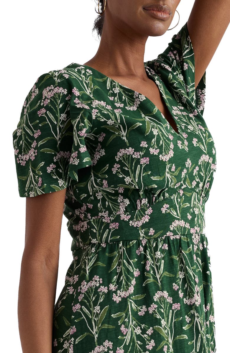 Seasalt Cornwall Chateaux Floral Organic Cotton Midi Dress, Alternate, color, Yarrow Study Treetop