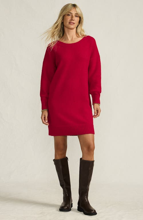 Lands' End Fuzzy Bow Back Mini Sweater Dress In Red