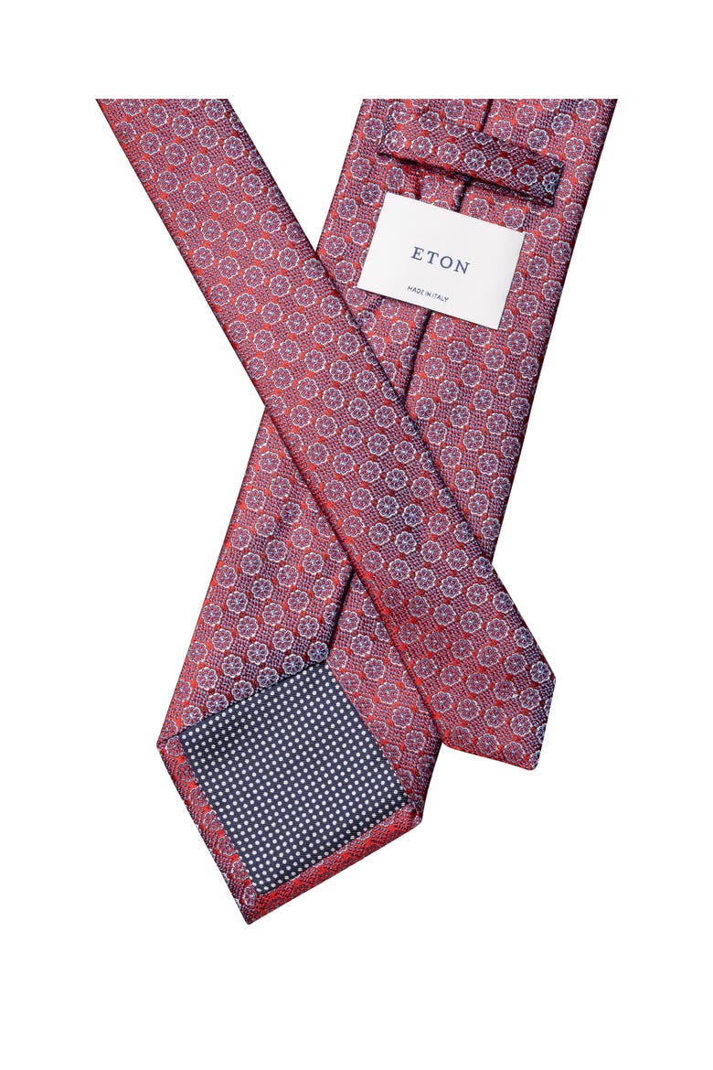Medallion Woven Silk Tie, Alternate, color, MEDIUM RED