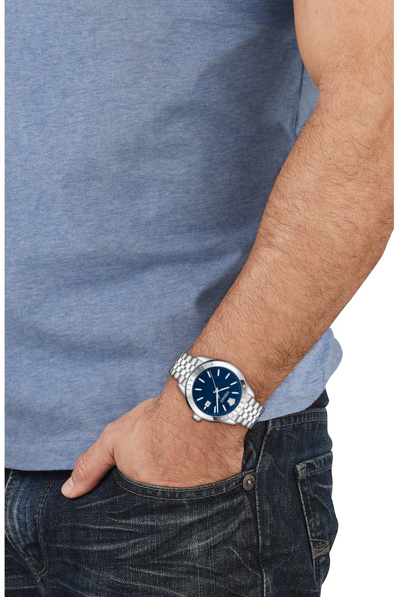 Athletic Bracelet Watch, 41mm, Alternate, color, STAINLESS STEEL/ BLUE