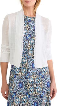 NIC+ZOE Ruffle Featherweight Linen Blend Cardigan