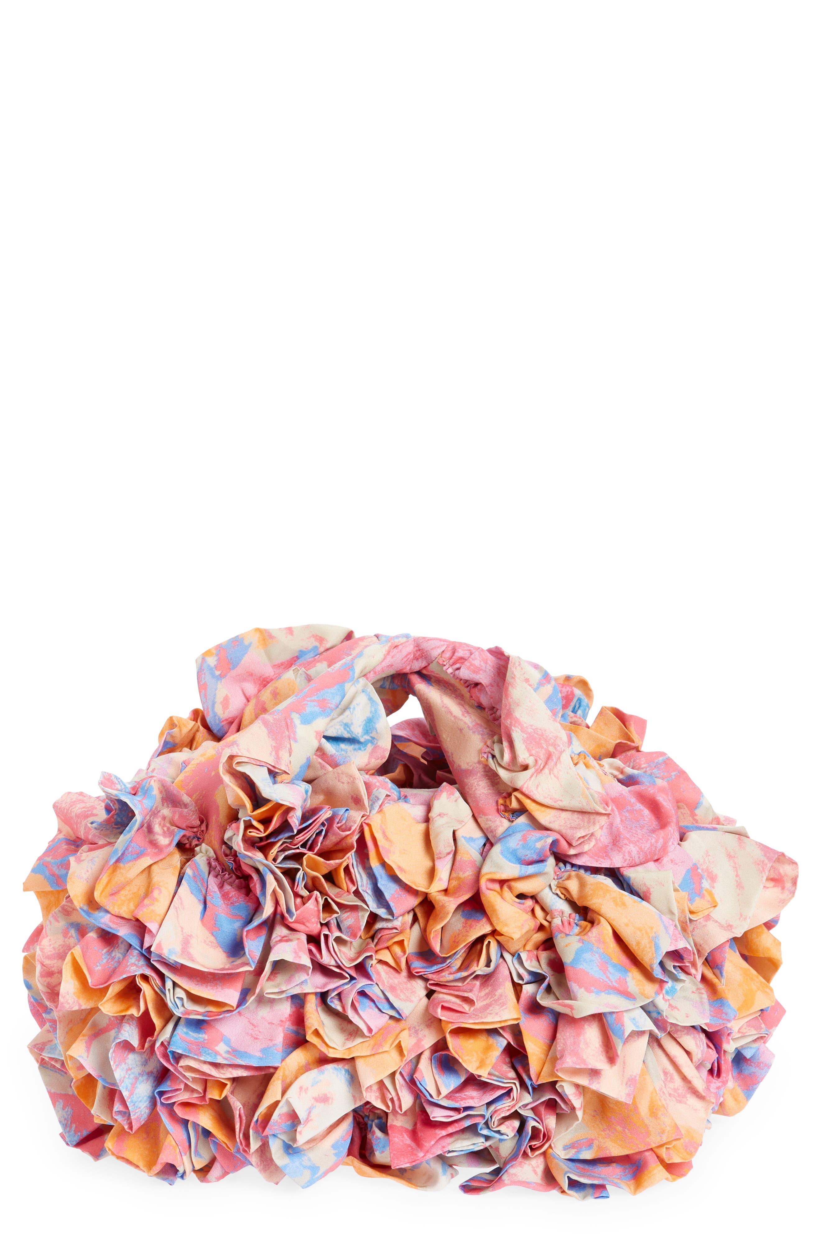 Dries Van Noten Mini Print Ruffle Crepe Hobo, Main, color, 